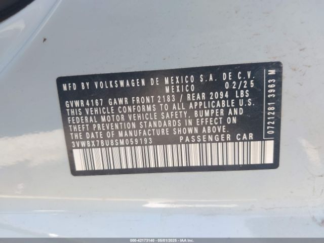 3VWBX7BU8SM059193 Volkswagen Jetta 1.5t Sport