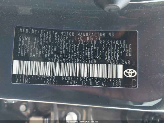 5YFS4MCE2RP198109 Toyota COROLLA SE