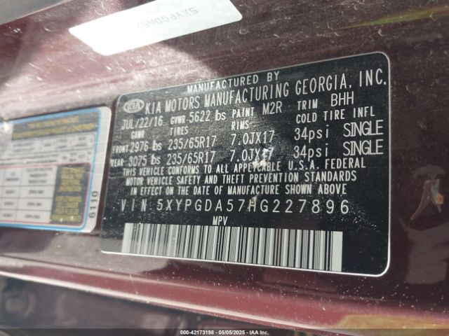2017 KIA SORENTO 5XYPGDA57HG227896 Photo 8