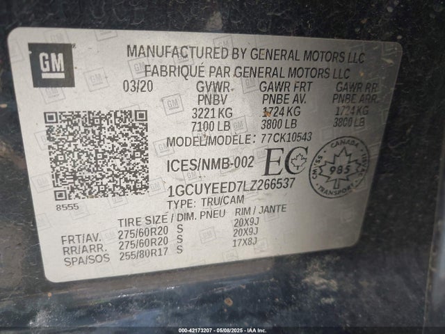 1GCUYEED7LZ266537 Chevrolet l84 - di, dfm, alum, gen 5, var 2