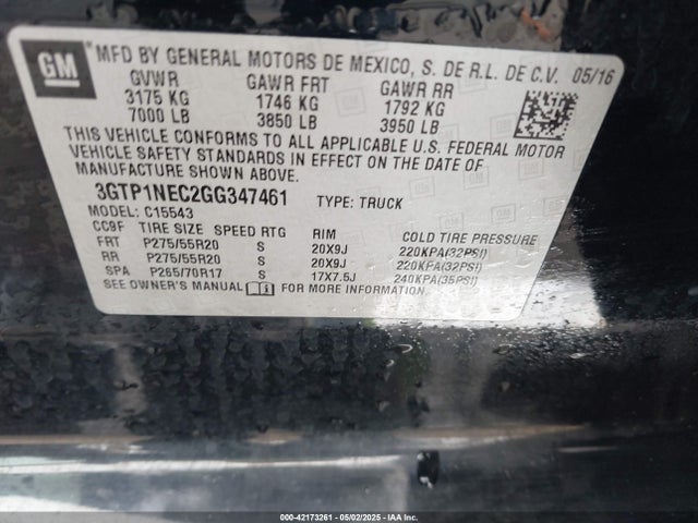 3GTP1NEC2GG347461 GMC Sierra 1500 Slt