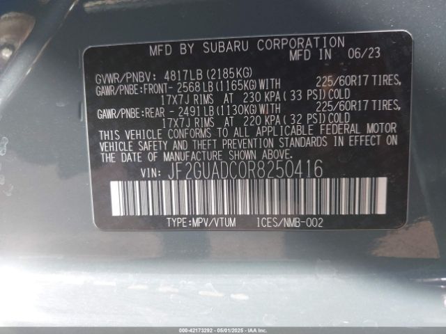 JF2GUADC0R8250416 Subaru Crosstrek Premium