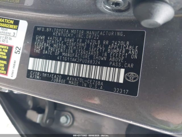 4T1G11AK2PU088324 Toyota CAMRY SE