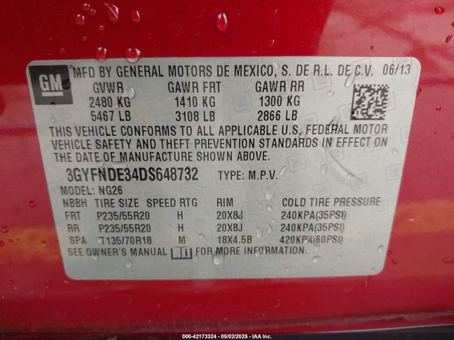 2013 CADILLAC SRX 3GYFNDE34DS648732 Photo 8