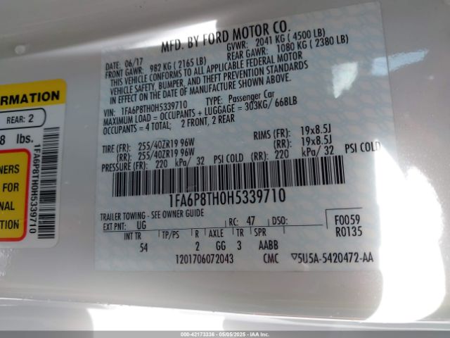 1FA6P8TH0H5339710 Ford Mustang Ecoboost