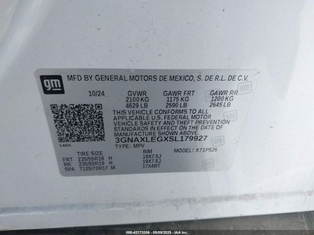3GNAXLEGXSL179927 Chevrolet lsd