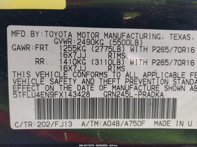 5TFLU4EN9FX143428 Toyota Tacoma Base V6