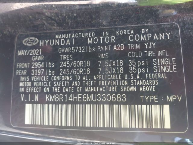 2021 HYUNDAI PALISADE KM8R14HE6MU330683 Photo 8
