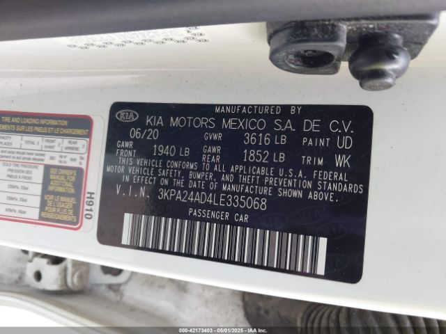 3KPA24AD4LE335068 KIA RIO LX