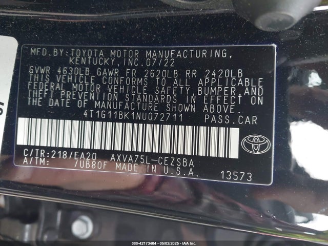 4T1G11BK1NU072711 Toyota a25a-fks