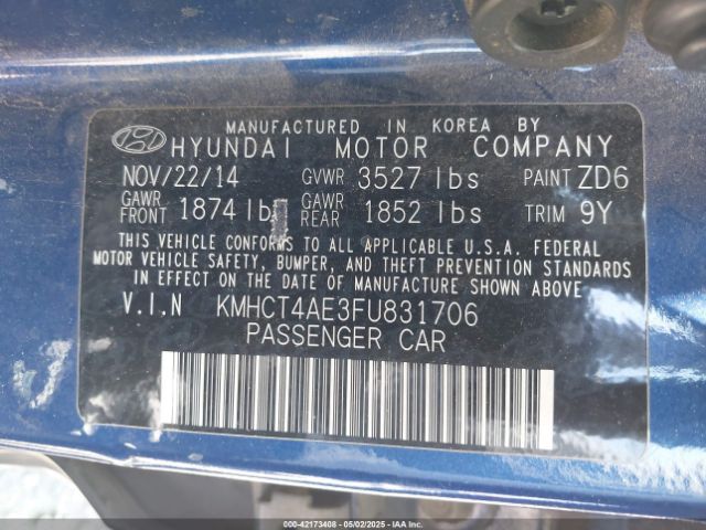 KMHCT4AE3FU831706 Hyundai ACCENT GLS