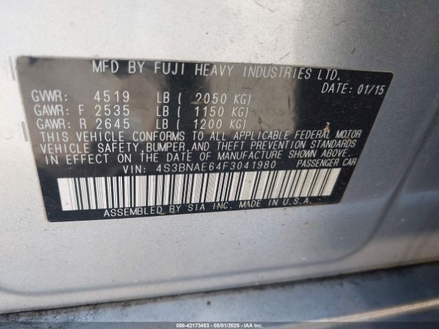 4S3BNAE64F3041980 Subaru Legacy 2.5i Premium