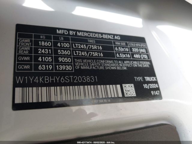 W1Y4KBHY6ST203831 Mercedes-Benz Sprinter 2500 Standard Roof 4-cyl Diesel