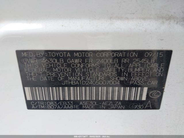 JTHBA1D24G5007004 Lexus IS 200T
