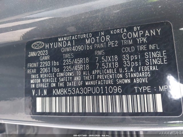 KM8K53A30PU011096 Hyundai Kona Limited