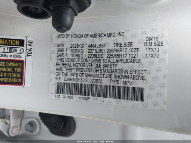 5J6RM3H50GL023875 Honda CR-V EX
