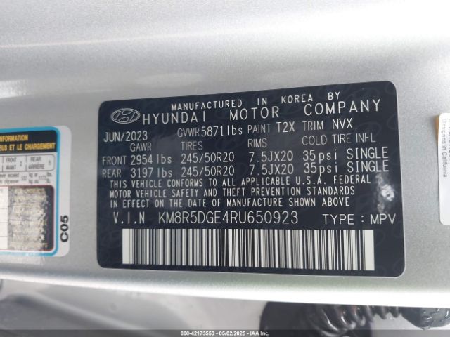 KM8R5DGE4RU650923 Hyundai Palisade Limited