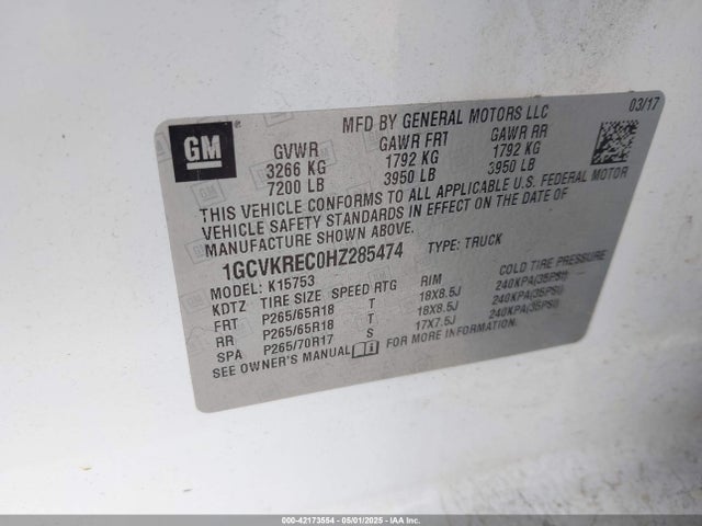 1GCVKREC0HZ285474 Chevrolet Silverado 1500 1lt