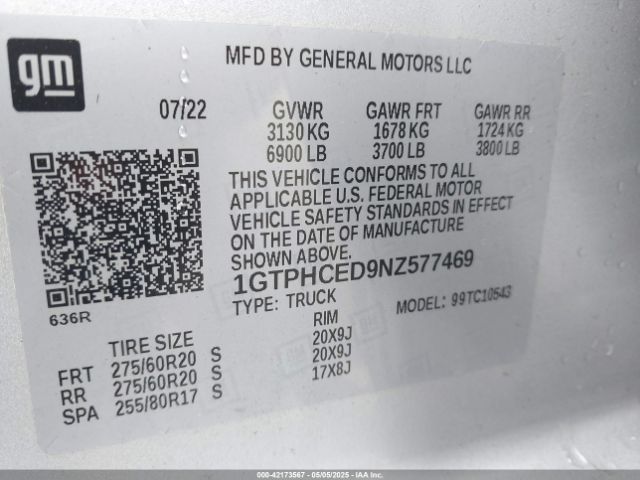 1GTPHCED9NZ577469 GMC Sierra 1500 2wd  Short Box Elevation