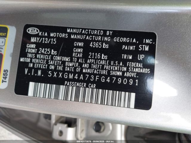 5XXGM4A73FG479091 KIA Optima Lx