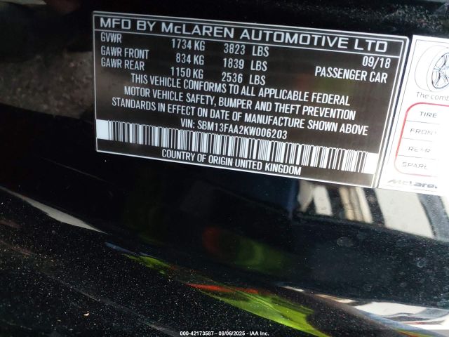 2019 MCLAREN 570S SBM13FAA2KW006203 Photo 8