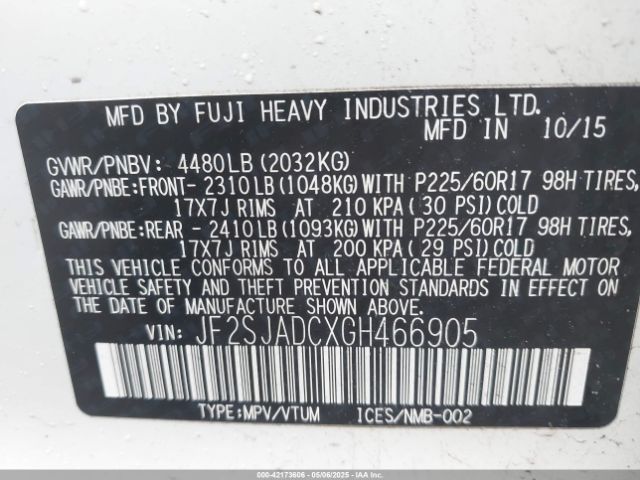 JF2SJADCXGH466905 Subaru Forester 2.5i Premium