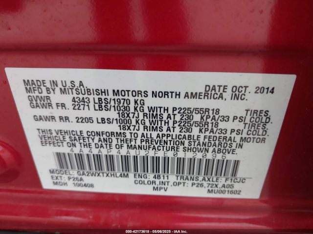 2015 MITSUBISHI OUTLANDER SPORT 4A4AP4AU2FE012096 Photo 8