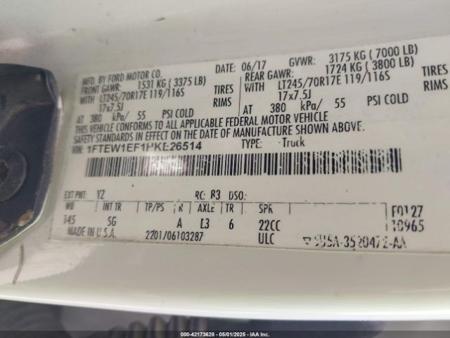 1FTEW1EF1HKE26514 Ford F-150 Xl
