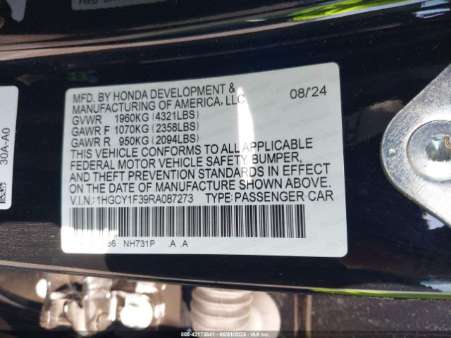 2024 HONDA ACCORD 1HGCY1F39RA087273 Photo 8
