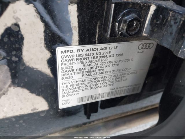 WA1LHAF78KD025573 Audi Q7 45 Premium/45 Se Premium