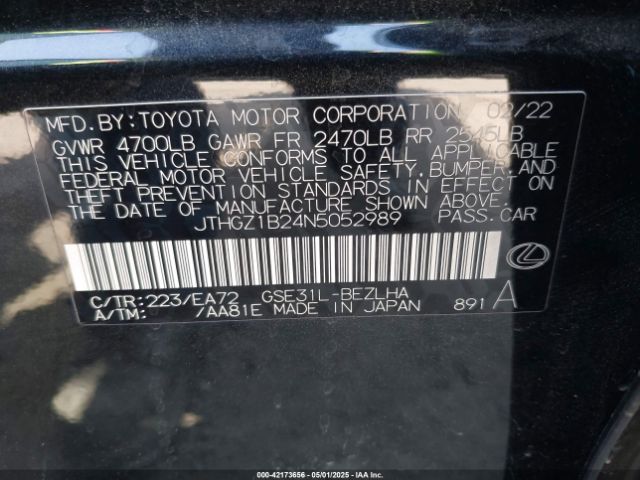 JTHGZ1B24N5052989 Lexus Is 350 F Sport