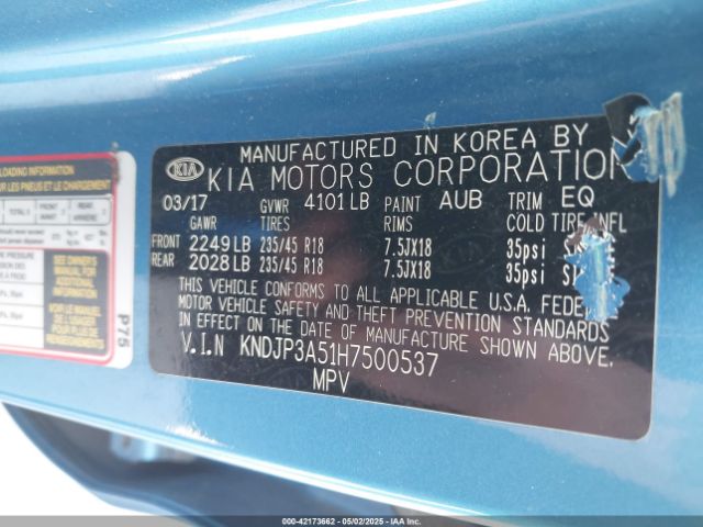 KNDJP3A51H7500537 KIA SOUL +