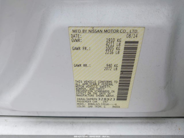 1N4AL3AP6FN328923 Nissan Altima 2.5 S