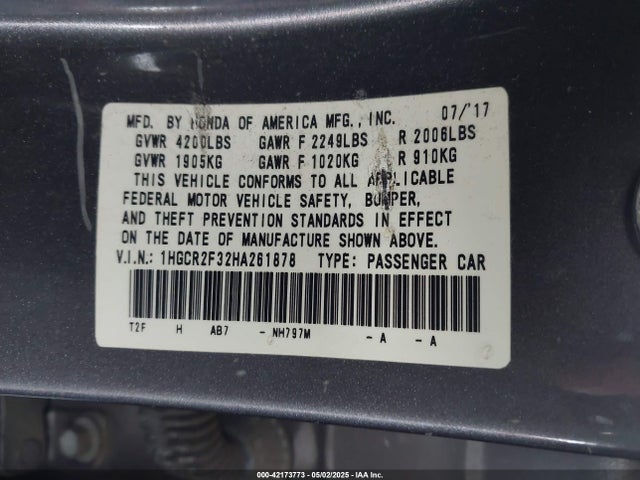 1HGCR2F32HA261878 Honda ACCORD LX