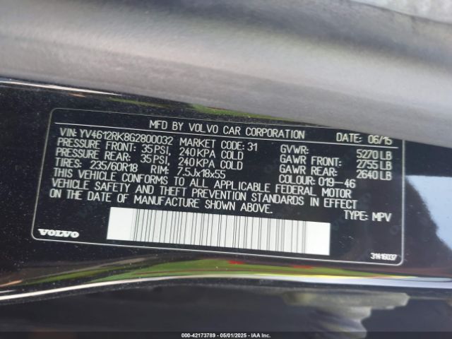 YV4612RK8G2800032 Volvo Xc60 T5 Premier