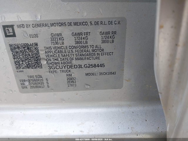 3GCUYDED3LG258445 Chevrolet l84 - di, dfm, alum, gen 5, var 2
