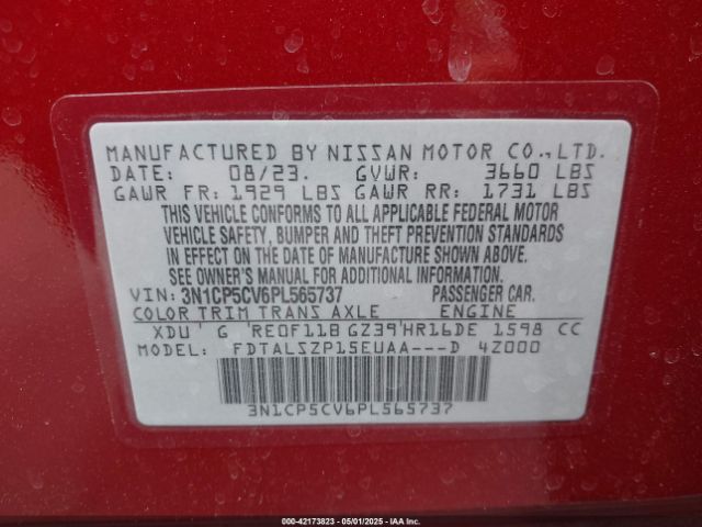 3N1CP5CV6PL565737 Nissan Kicks