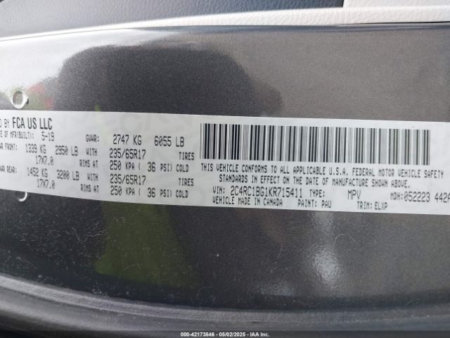 2C4RC1BG1KR715411 Chrysler Pacifica Touring L