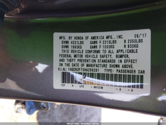 1HGCR2F75HA298281 Honda k24w1