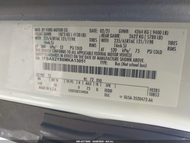 1FBAX2Y88MKA13051 Ford Transit-350 Passenger Van Xlt