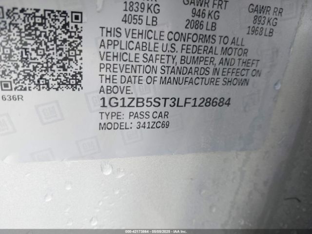 1G1ZB5ST3LF128684 Chevrolet Malibu Fwd Ls