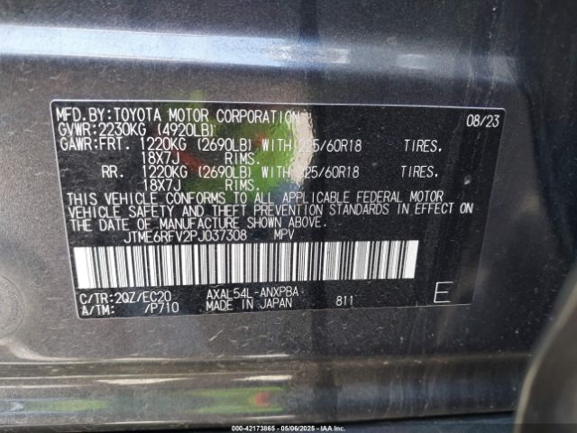 JTME6RFV2PJ037308 Toyota Rav4 Hybrid Xse