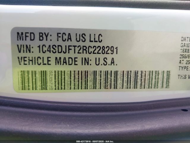 1C4SDJFT2RC228291 Dodge Durango Pursuit Awd