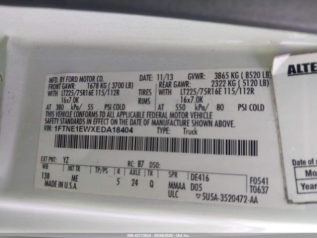 1FTNE1EWXEDA18404 Ford E-150 Commercial