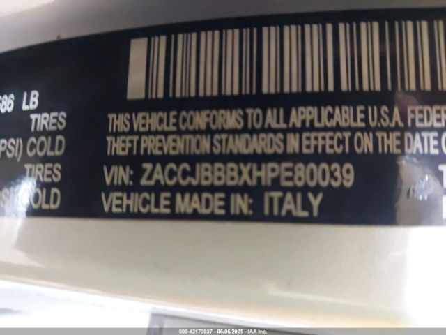 ZACCJBBBXHPE80039 Jeep Renegade Latitude 4x4