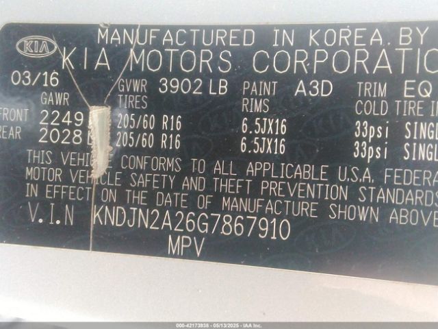 KNDJN2A26G7867910 KIA Soul