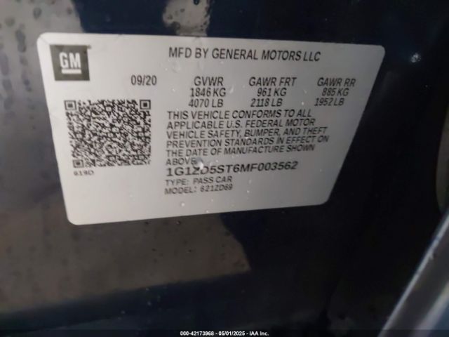 1G1ZD5ST6MF003562 Chevrolet Malibu Fwd Lt