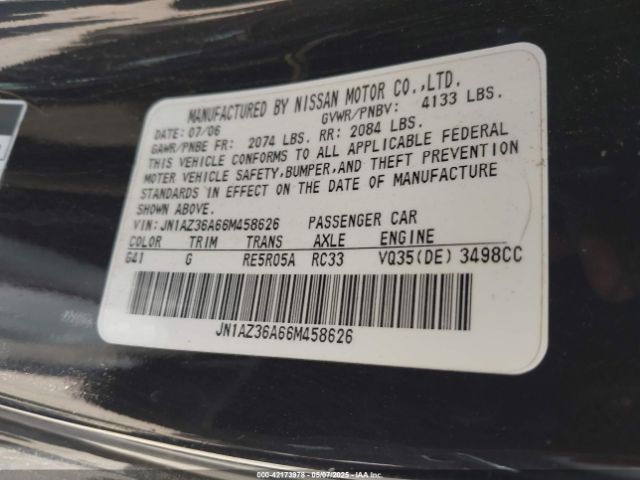 2006 NISSAN 350Z JN1AZ36A66M458626 Photo 8