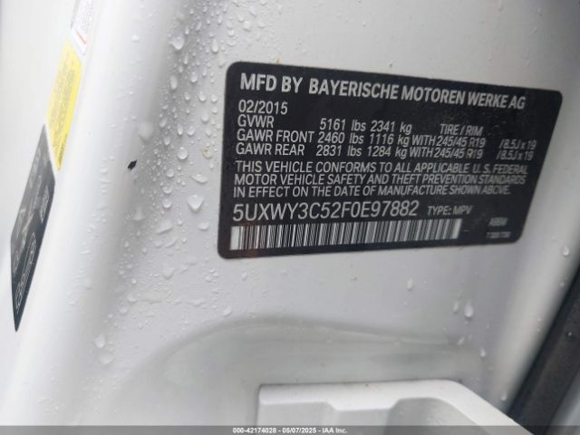 5UXWY3C52F0E97882 BMW X3 Xdrive28d