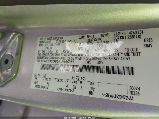 1FMCU0G95FUA44966 Ford ESCAPE SE